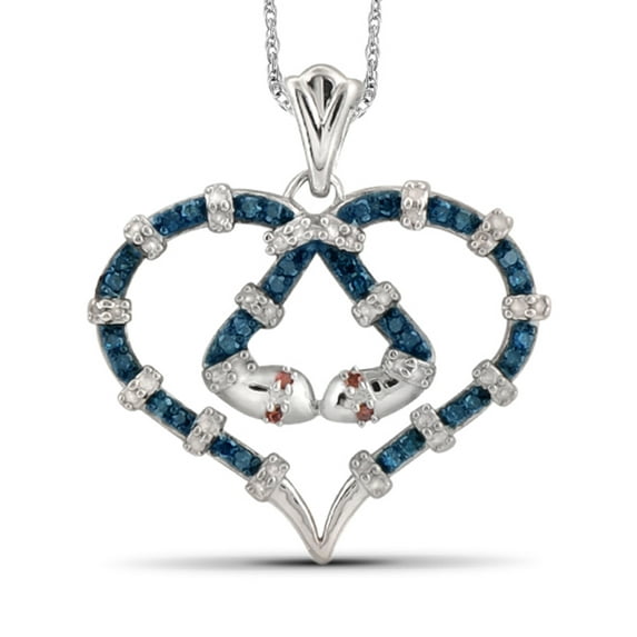 JewelersClub 1/4 Carat T.W. Multi-Color Diamond Sterling Silver Snake Heart Pendant, 18"