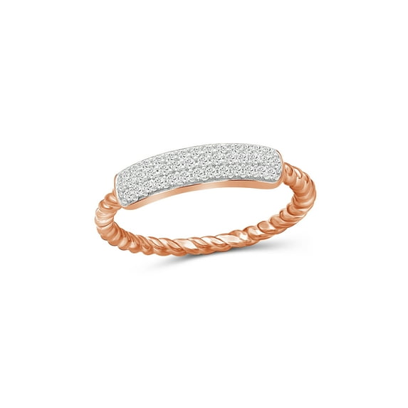 JewelersClub 1/4 Carat T.W. White Diamond Rose Gold Over Silver Bar Ring