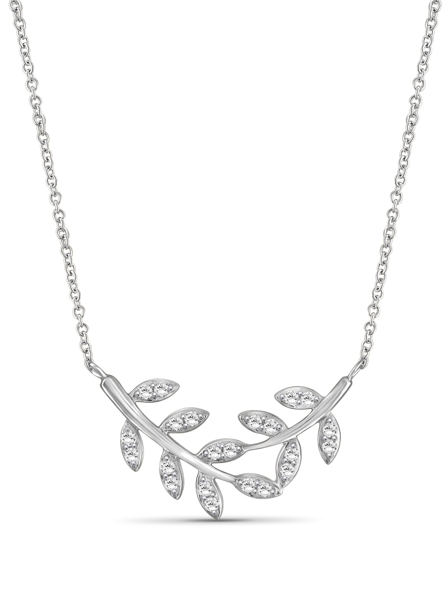 JewelersClub 1/4 Carat T.W. White Diamond Sterling Silver Leaf Necklace