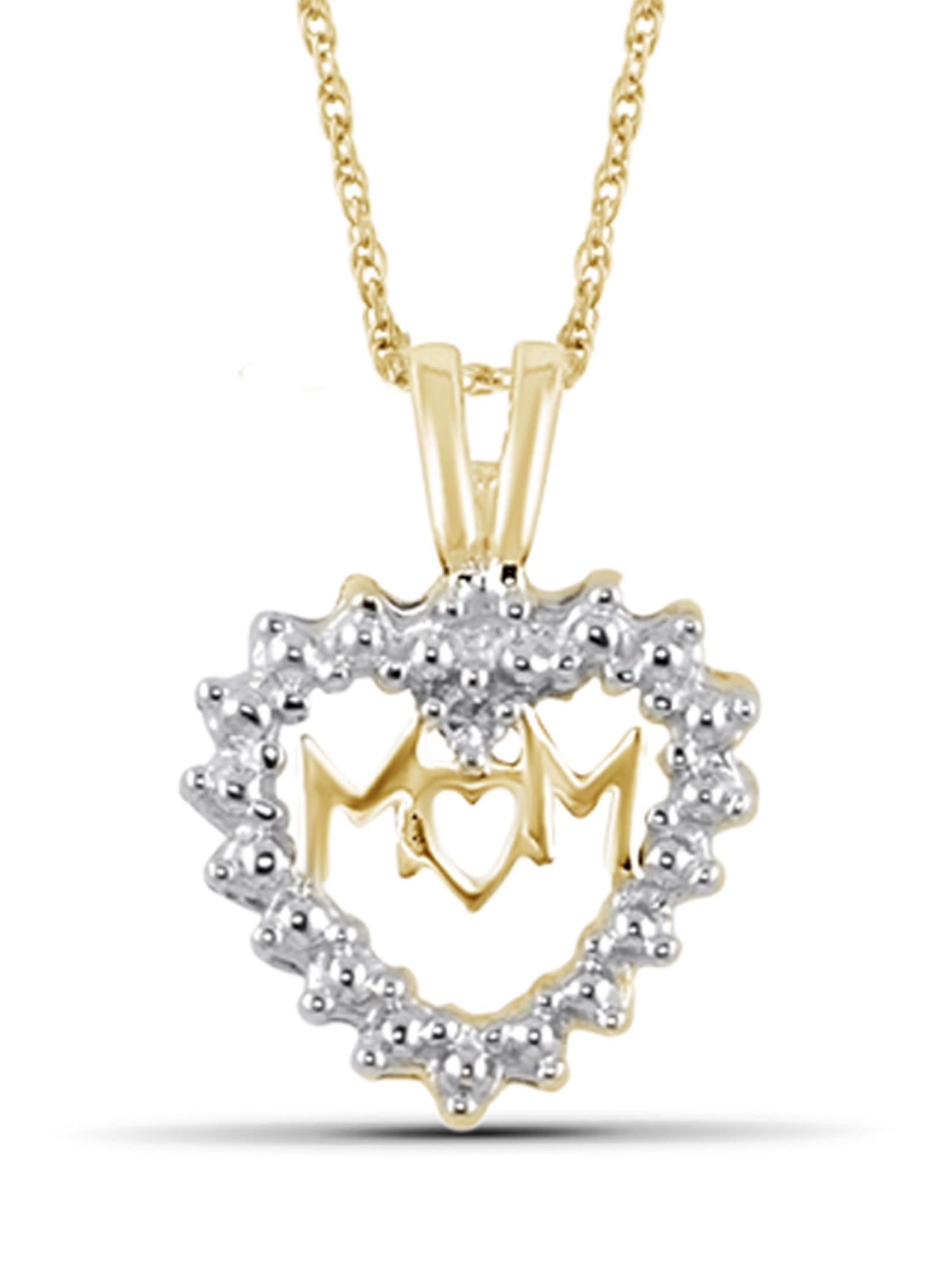 JewelersClub 1/5 Carat T.W. White Diamond 14K Gold Over Silver Mom Heart Pendant, 18"