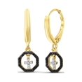 thumbnail image 1 of JewelersClub 1/7 Carat T.W. Black And White Diamond 14K Gold Over Silver Cross Octagon Huggie Earrings, 1 of 4