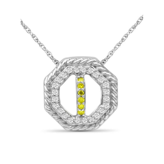 JewelersClub 1/7 Carat T.W. Yellow And White Diamond Sterling Silver Octagon Pendant