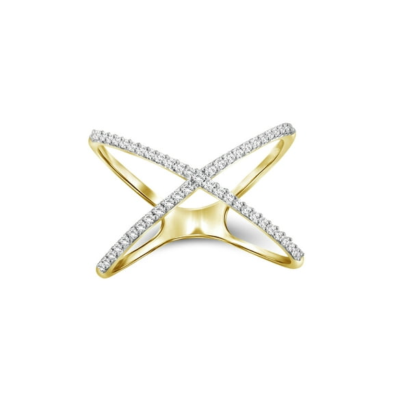 JewelersClub 1/7 Carat White Diamond Ring with 14K Gold over Silver X Ring | Real Diamond Ring with Hypoallergenic Gold Plating Ring Band