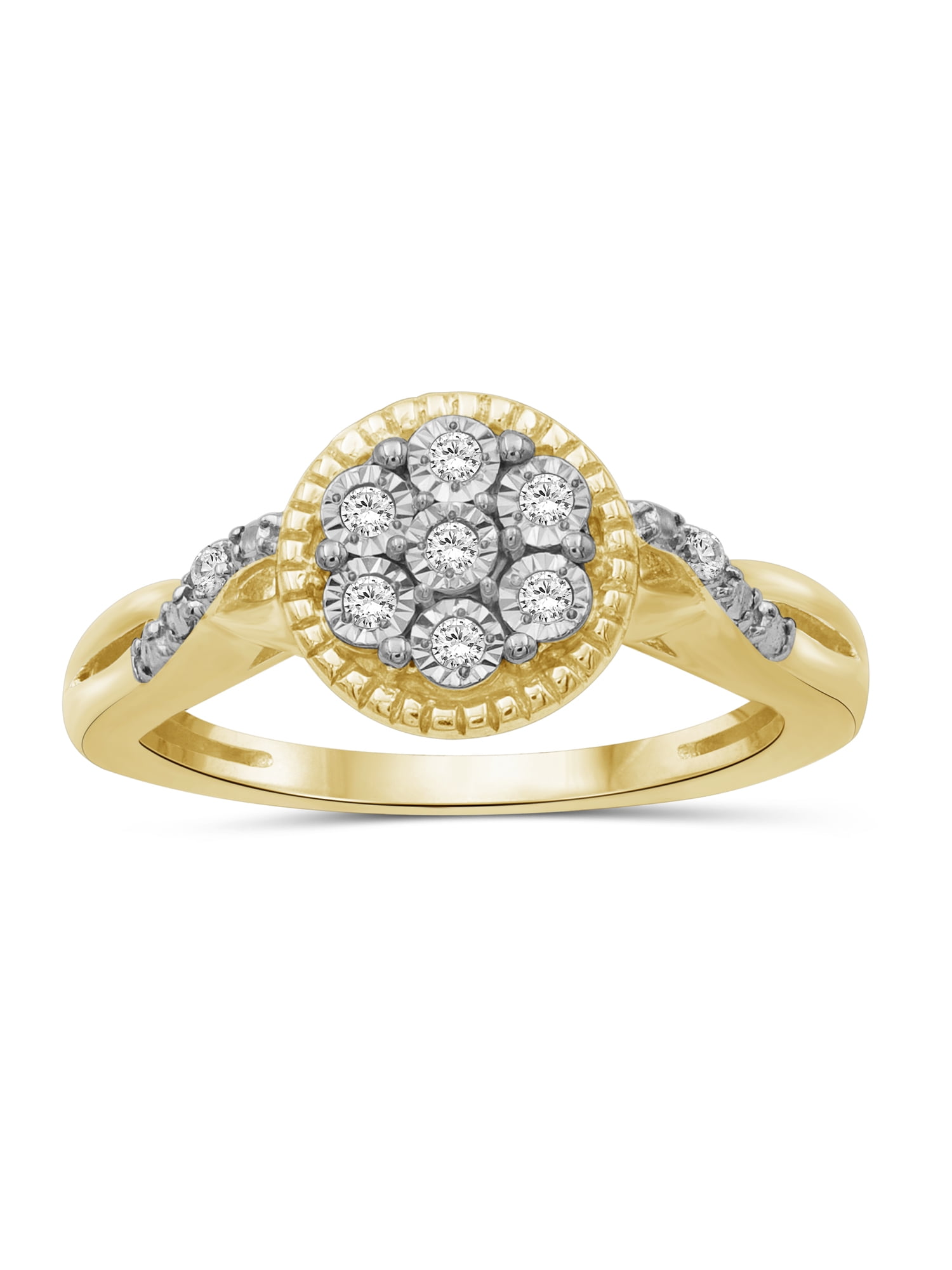 JewelersClub 14K Gold Over Silver 1/10 Carat White Diamond Ring for Women | Diamonds for Everyday Womens Wear