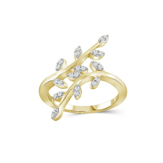 JewelersClub 14K Gold Over Silver 1/4 Carat White Diamond Ring for Women | Diamonds for Everyday Womens Wear