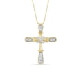 thumbnail image 1 of JewelersClub 14K Gold Plated Silver 0.10 CTW Diamond Cross Pendant Necklace for Women White Diamonds + 18” Rope Chain Included JewelersClub 14K Gold Plated Silver, 1 of 5