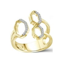 JewelersClub 14K Gold Plated Silver 0.10 Carat White diamond Open Ring for Women | Diamonds for Everyday Womens Wear