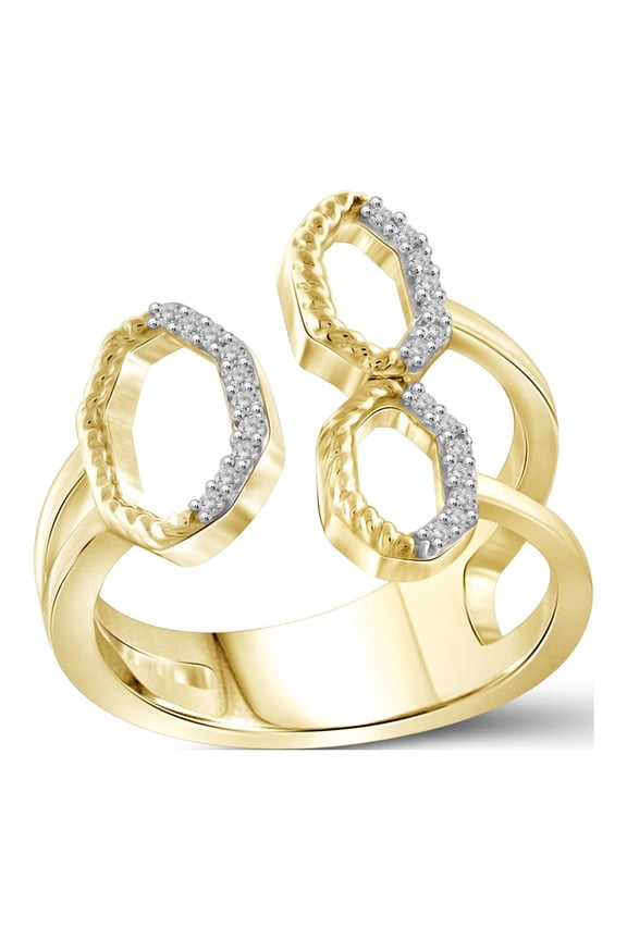 14K Gold Plated Silver 0.10 Carat White diamond Open Ring for Women | Diamonds for Everyday Womens Wear