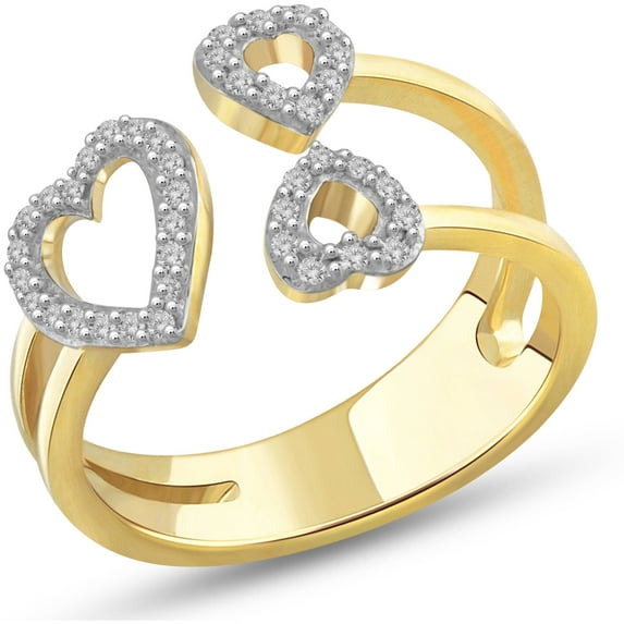JewelersClub 14K Gold Plated Silver 0.20 Carat White diamond Open Ring for Women | Diamonds for Everyday Womens Wear