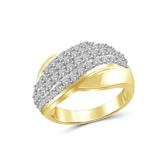 JewelersClub 14K Gold Plated Silver 1.00 Carat White diamond Ring for Women | Diamonds for Everyday Womens Wear