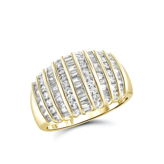 JewelersClub 14K Gold Plated Silver 1.00 Carat White diamond Ring for Women | Diamonds for Everyday Womens Wear