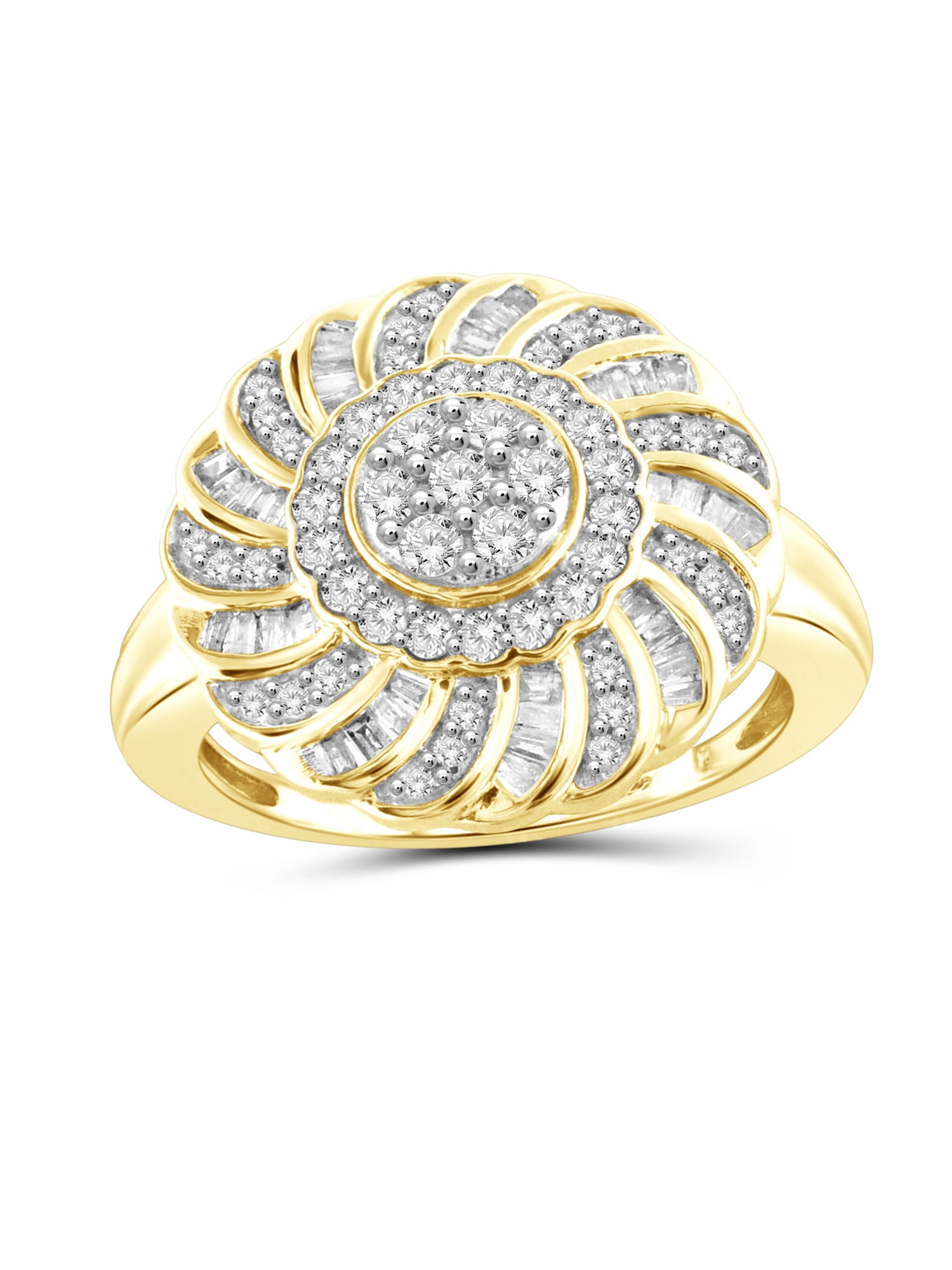 JewelersClub 14K Gold Plated Silver 1.00 Carat White diamond Ring for Women | Diamonds for Everyday Womens Wear