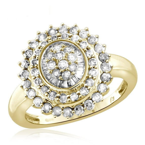JewelersClub 14K Gold Plated Silver 1.00 Carat White diamond Ring for Women | Diamonds for Everyday Womens Wear