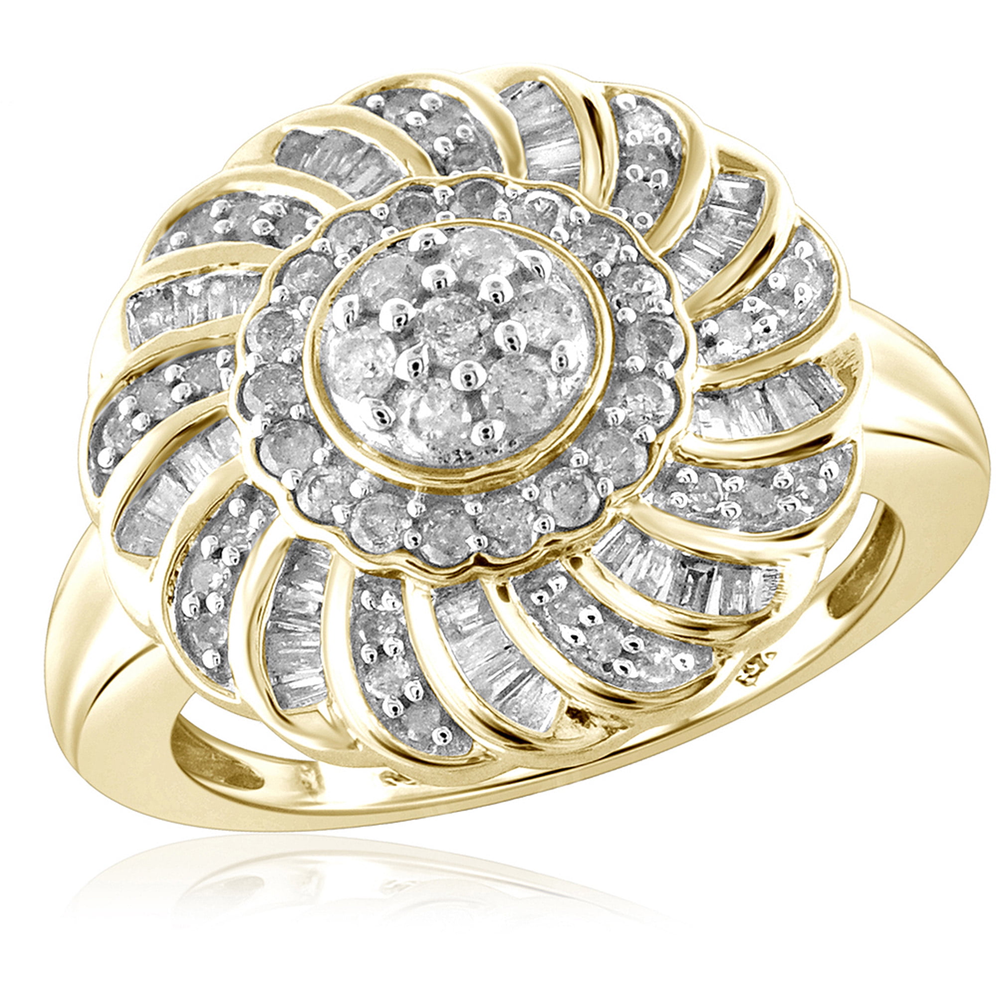 JewelersClub 14K Gold Plated Silver 1.00 Carat White diamond Ring for Women | Diamonds for Everyday Womens Wear