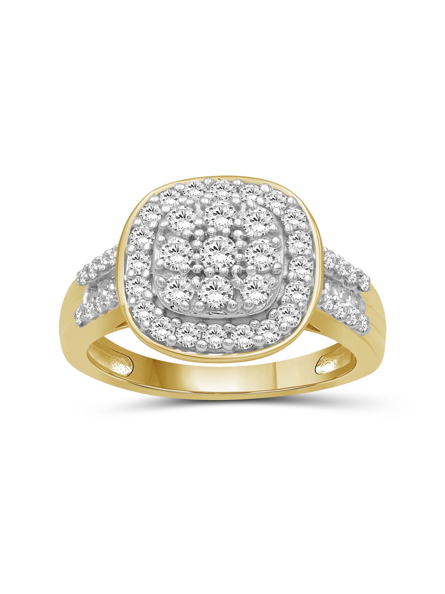 JewelersClub 14K Gold Plated Silver 1 Carat White diamond Cluster Ring for Women | Diamonds for Everyday Womens Wear
