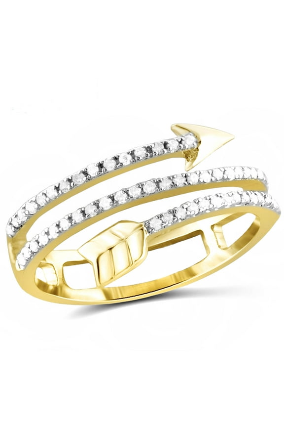 14K Gold Plated Silver Accent White diamond Open Ring for Women | Diamonds for Everyday Womens Wear