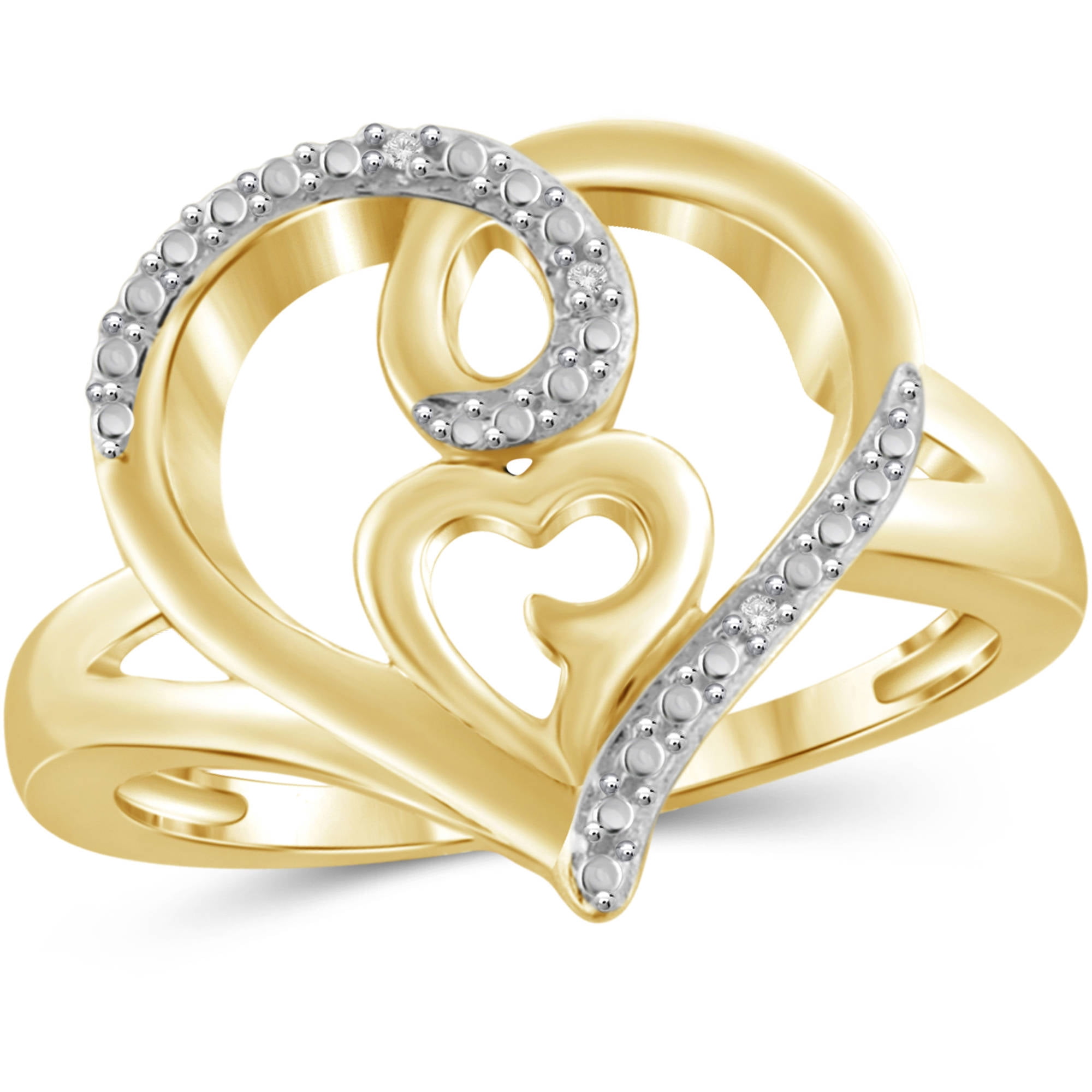 JewelersClub 14K Gold Plated Silver Accent White diamond Open Ring for Women | Diamonds for Everyday Womens Wear
