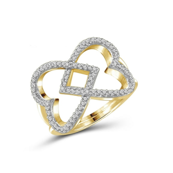 JewelersClub 14K Gold Plated Silver Accent White diamond Open Ring for Women | Diamonds for Everyday Womens Wear