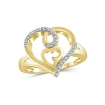 JewelersClub 14K Gold Plated Silver Accent White diamond Open Ring for Women | Diamonds for Everyday Womens Wear