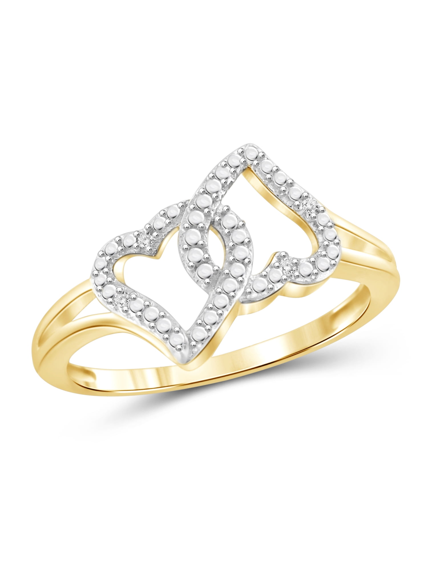 JewelersClub 14K Gold Plated Silver Accent White diamond Open Ring for Women | Diamonds for Everyday Womens Wear