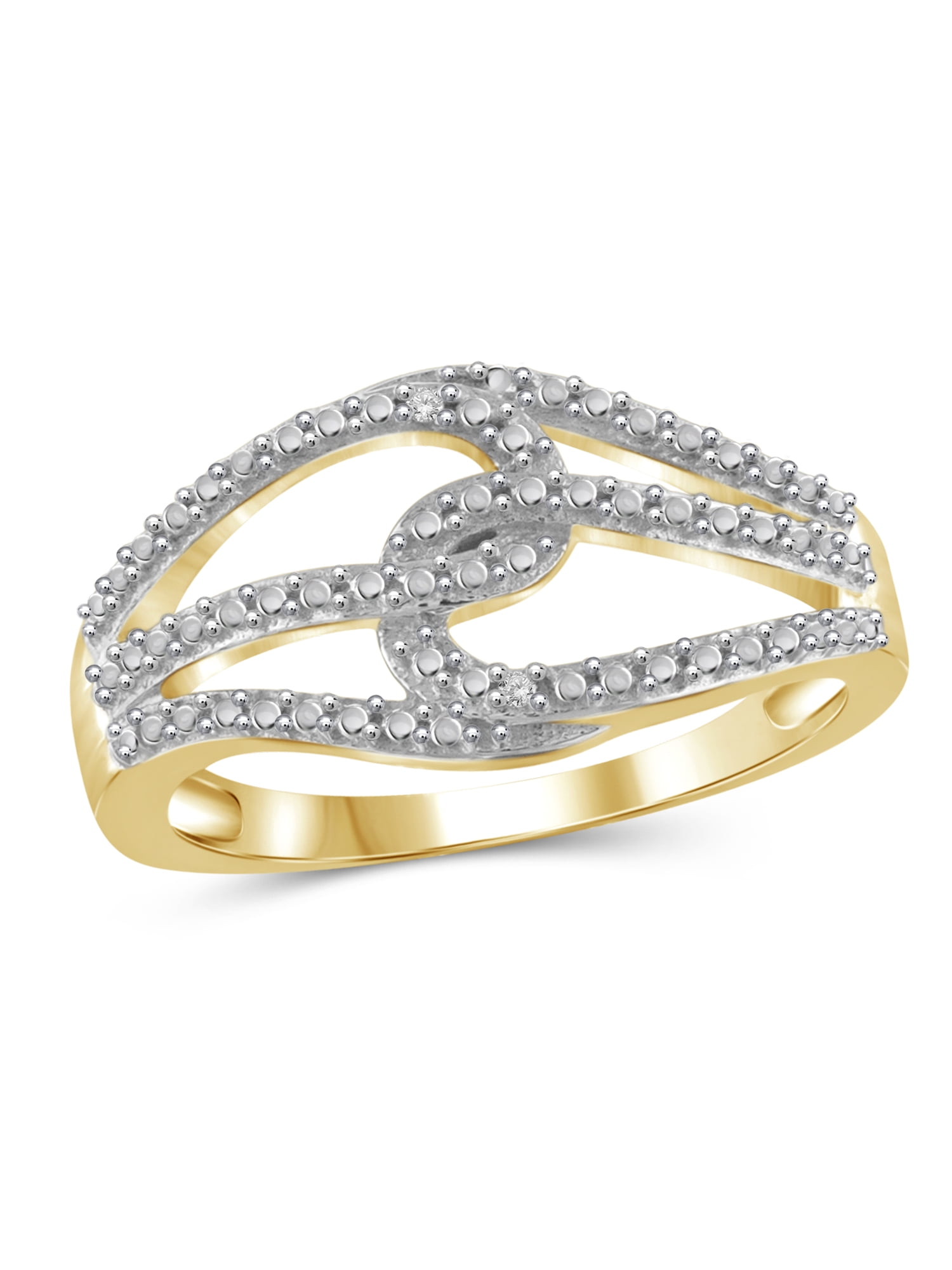 JewelersClub 14K Gold Plated Silver Accent White diamond Open Ring for Women | Diamonds for Everyday Womens Wear