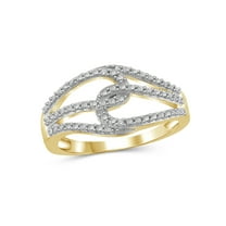 JewelersClub 14K Gold Plated Silver Accent White diamond Open Ring for Women | Diamonds for Everyday Womens Wear