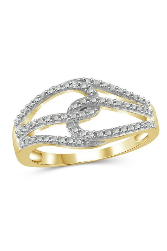 14K Gold Plated Silver Accent White diamond Open Ring for Women | Diamonds for Everyday Womens Wear