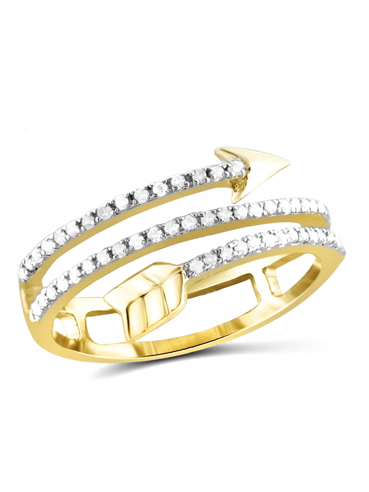 JewelersClub 14K Gold Plated Silver Accent White diamond Open Ring for Women | Diamonds for Everyday Womens Wear