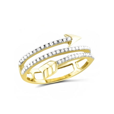 JewelersClub 14K Gold Plated Silver Accent White diamond Open Ring for Women | Diamonds for Everyday Womens Wear