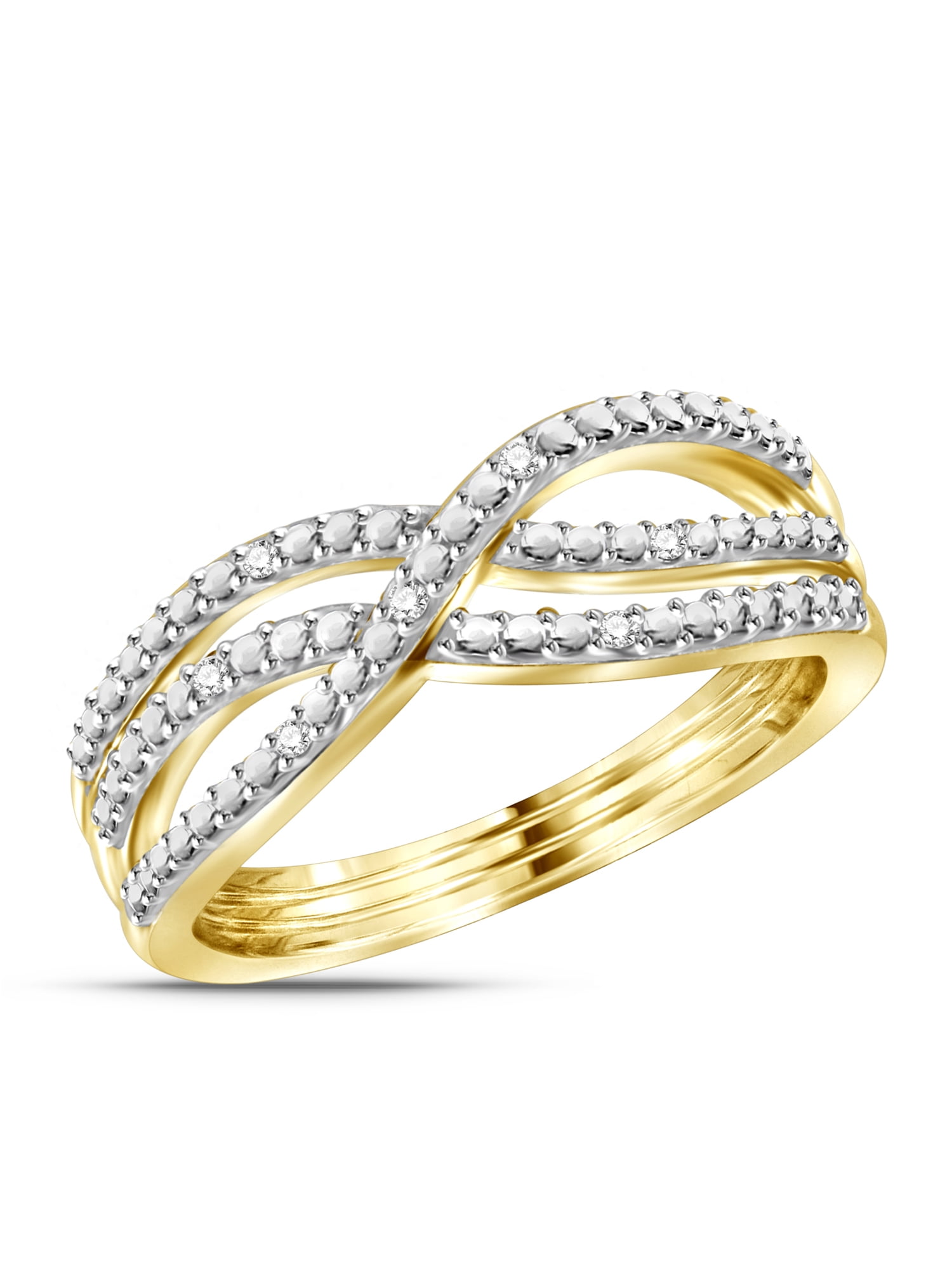 JewelersClub 14K Gold Plated Silver Accent White diamond Open Ring for Women | Diamonds for Everyday Womens Wear