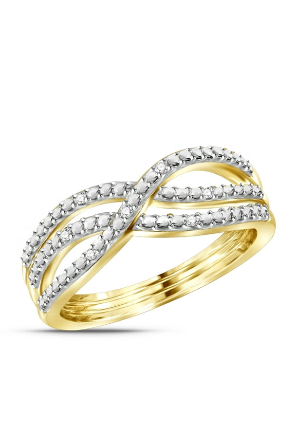14K Gold Plated Silver Accent White diamond Open Ring for Women | Diamonds for Everyday Womens Wear