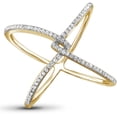 thumbnail image 1 of JewelersClub 14K Gold Plated Silver Criss Cross Ring – 0.15 Carat White Diamond Ring with 14K Gold Plated Silver X Ring – Real Diamond Criscross Ring with Hypoallergenic 14K Gold Plated Silver Ring, 1 of 1