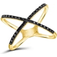 thumbnail image 1 of JewelersClub 14K Gold Plated Silver Criss Cross Ring – Accent Black Diamond Ring with 14K Gold Plated Silver X Ring – Real Diamond Criscross Ring with Hypoallergenic 14K Gold Plated Silver Ring Band, 1 of 1
