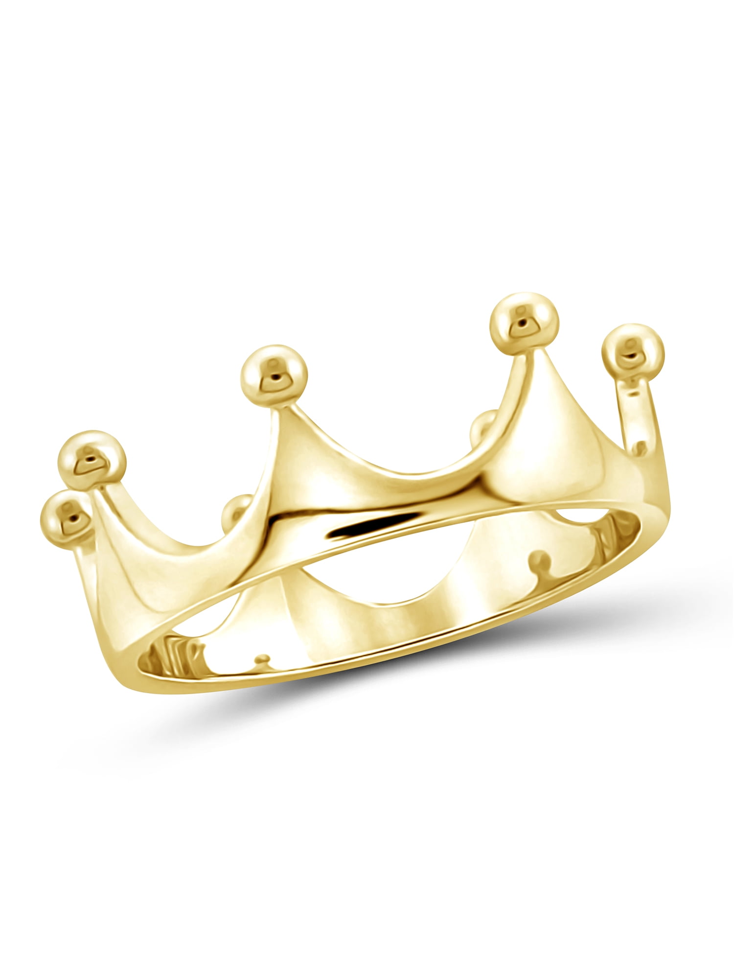 JewelersClub 14K Gold Plated Silver Crown Ring for Women | Dainty 14K Gold Plated Silver Promise Ring For Women | Silver Crown Ring For Women