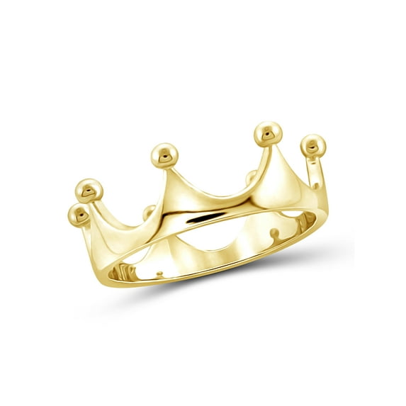 JewelersClub 14K Gold Plated Silver Crown Ring for Women | Dainty 14K Gold Plated Silver Promise Ring For Women | Silver Crown Ring For Women