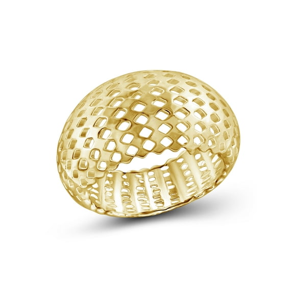 JewelersClub 14K Gold Plated Silver Dome Shape Cocktail Ring for Women | Dainty 14K Gold Plated Silver Promise Ring For Women | Silver Dome Shape Cocktail Ring For Women