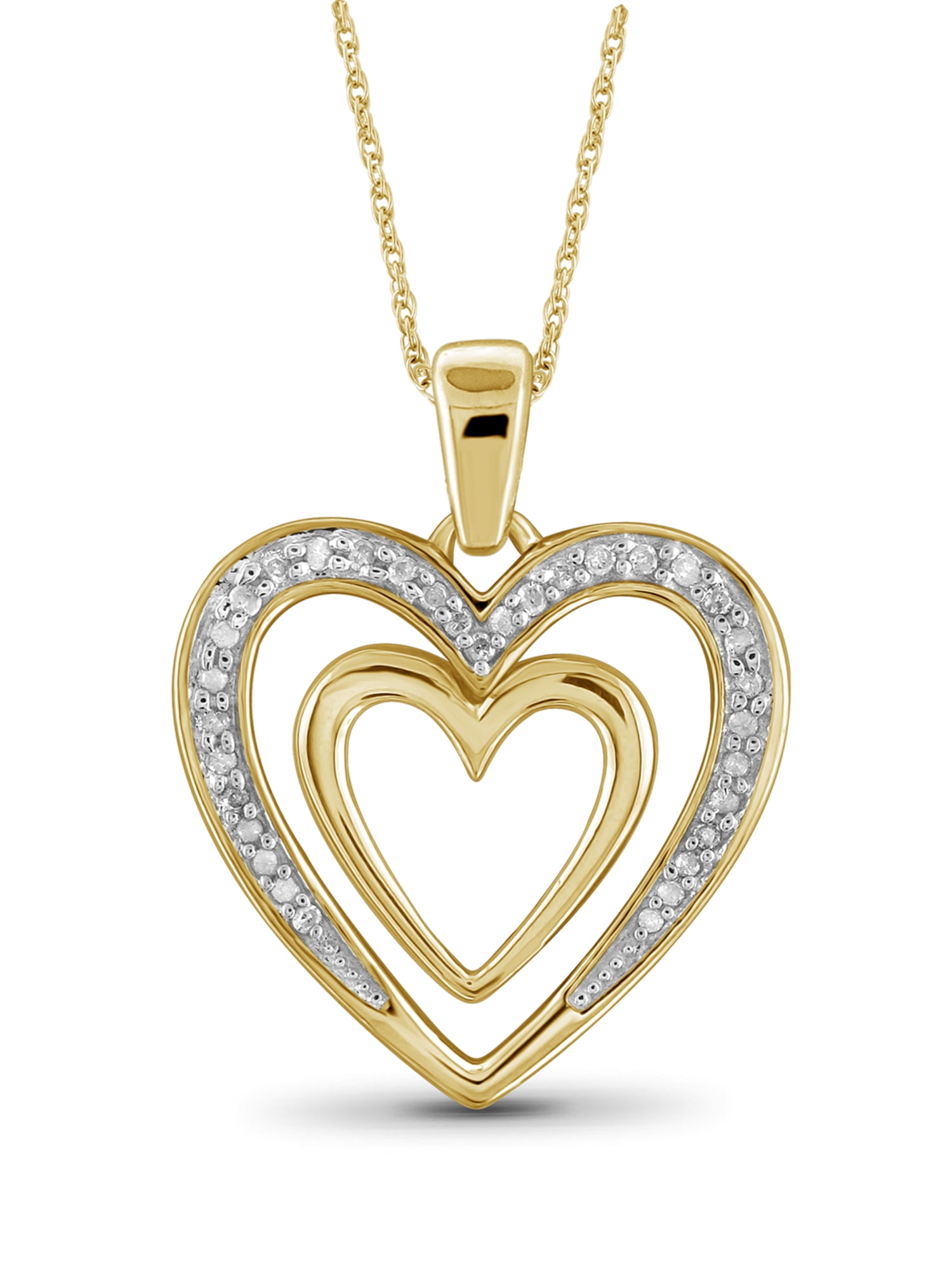 JewelersClub 14K Gold Plated Silver Heart Necklace with 0.10 Carat ...