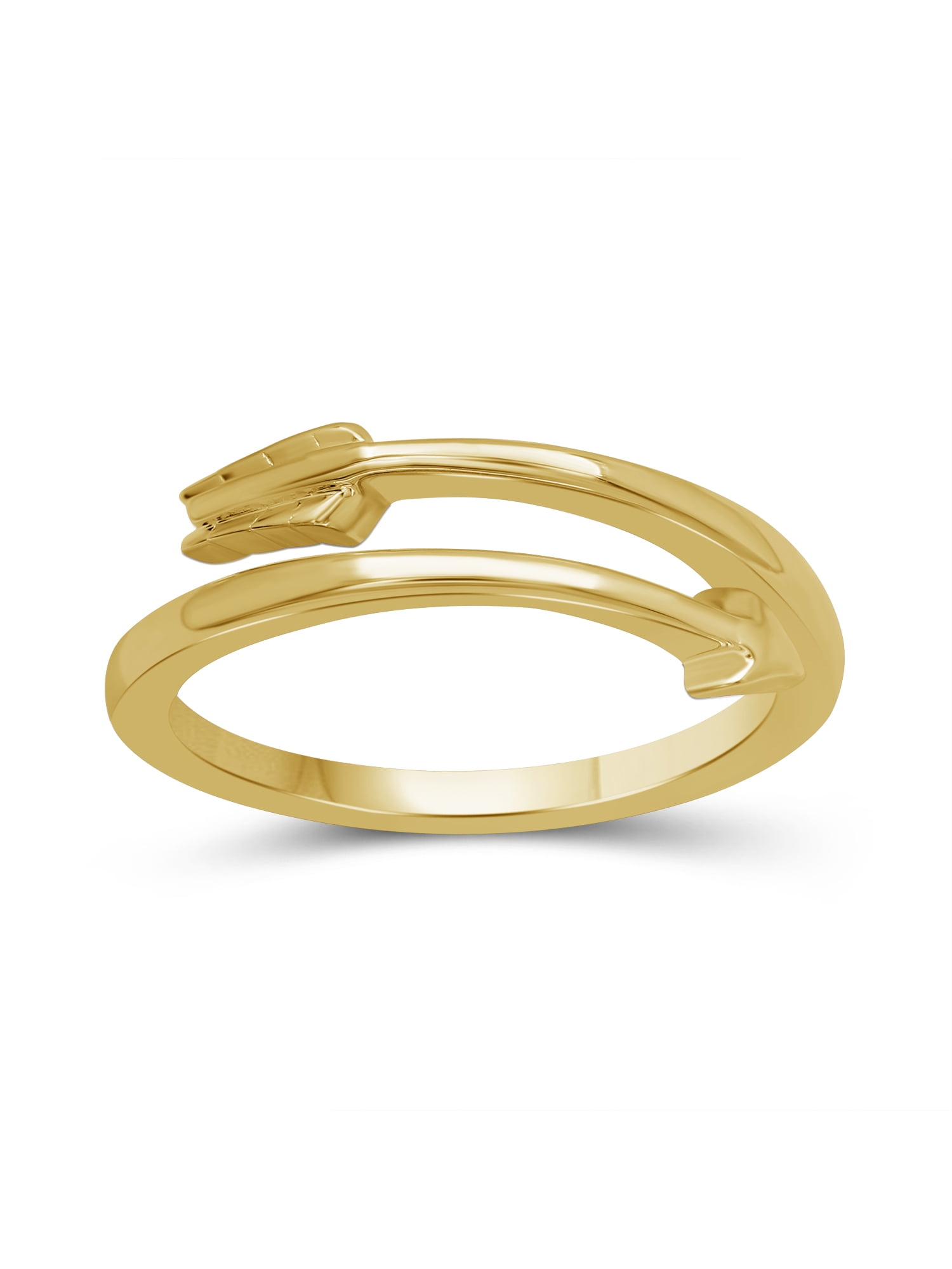 JewelersClub 14K Gold over Silver Arrow Friendship Ring for Women | Dainty 14k Gold over Silver Promise Ring For Women | Silver Open Band Cupid’s Arrow Ring For Women