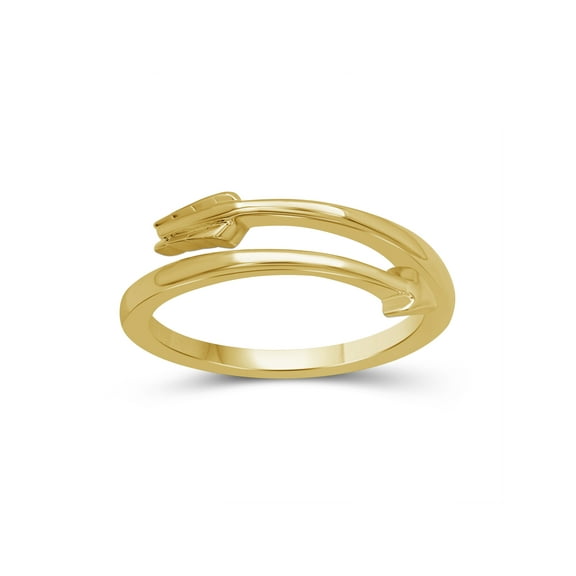 JewelersClub 14K Gold over Silver Arrow Friendship Ring for Women | Dainty 14k Gold over Silver Promise Ring For Women | Silver Open Band Cupid’s Arrow Ring For Women