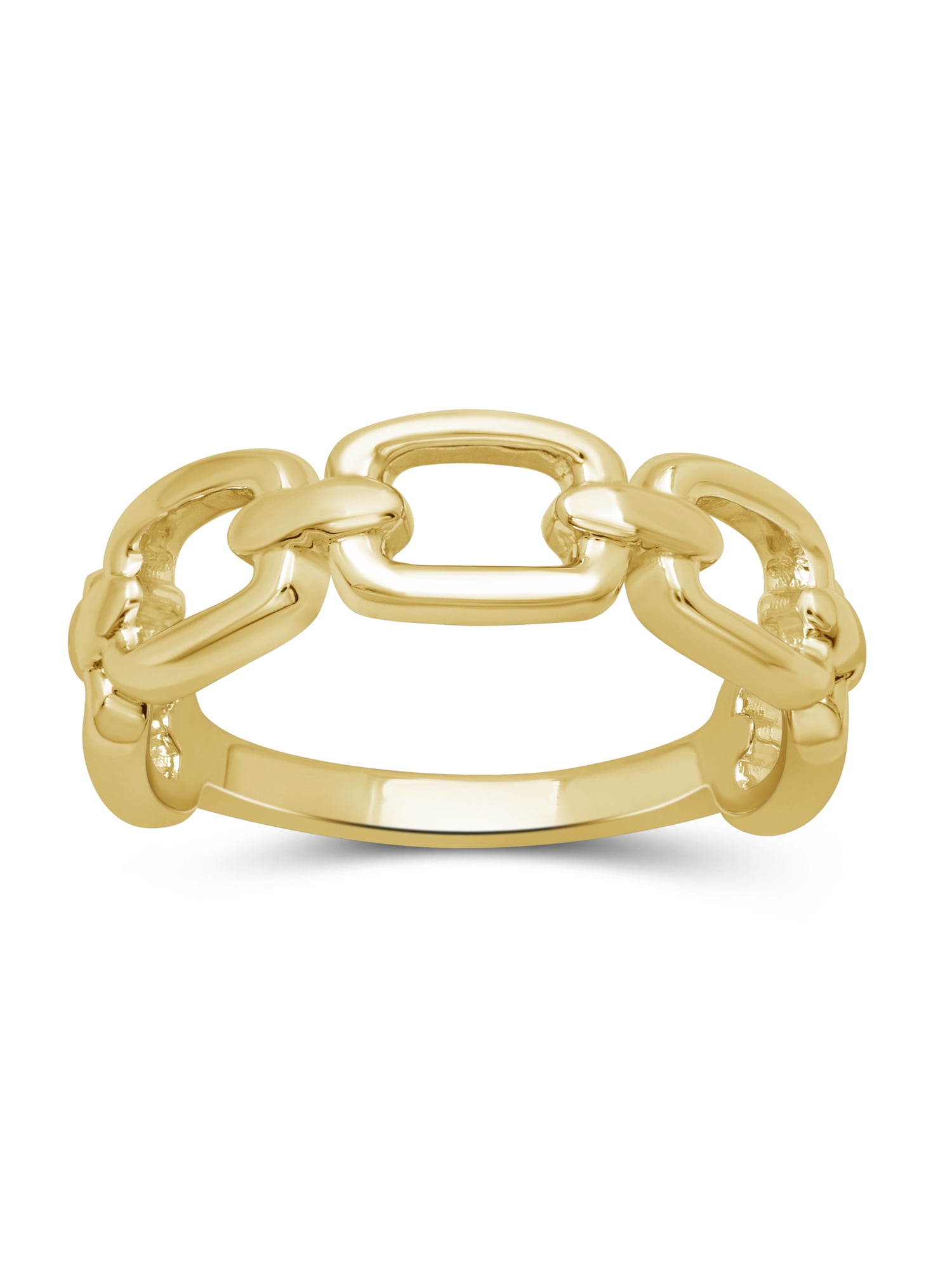 JewelersClub 14K Gold over Silver Link Friendship Ring for Women | Dainty 14K Gold over Silver Promise Ring For Women | Silver Hand-Crafted Link Ring For Women