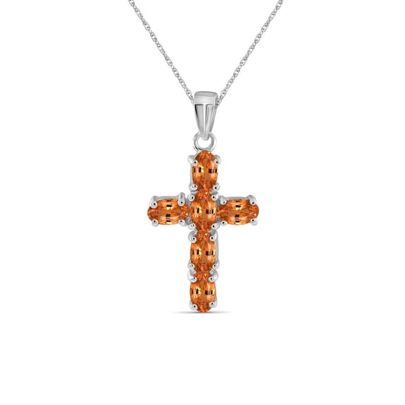 JewelersClub 2.00 Carat T.G.W. Madarine Garnet Sterling Silver Cross Pendant