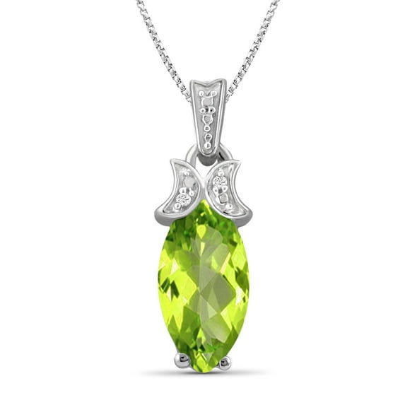 JewelersClub 2.00 Carat T.G.W. Peridot And White Diamond Accent Sterling Silver Pendant