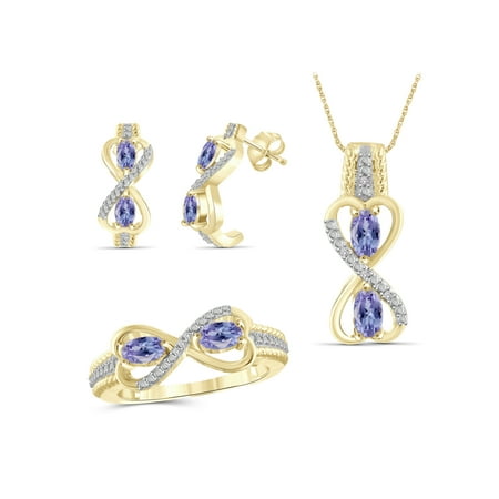 JewelersClub 2.00 Carat T.G.W. Tanzanite And White Diamond Accent 14k Gold Over Silver 3-Piece Jewelry set