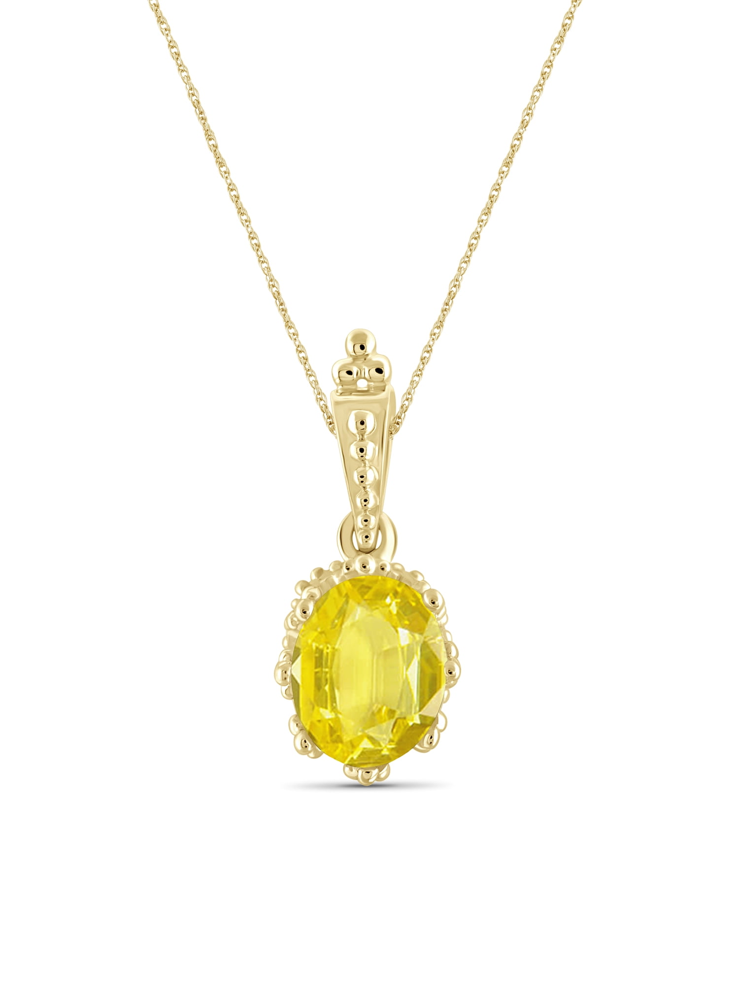 JewelersClub 2.00 Carat T.G.W. Yellow Sapphire 14K Gold Over Silver Pendant