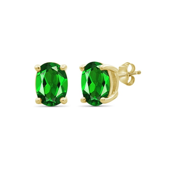 JewelersClub 2 1/2 Carat T.G.W. Chrome Diopside 14K Gold Over Silver Stud Earrings