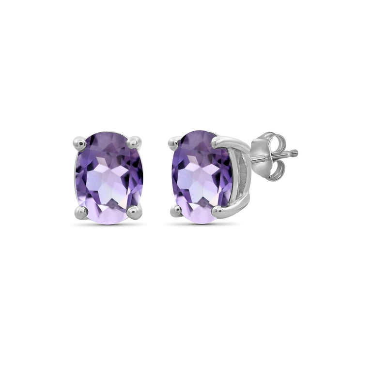 Amethyst Sterling Silver Stud Earrings - 2 Sizes Available Amethyst Sterling Silver Stud Earrings - 2 Sizes Available
