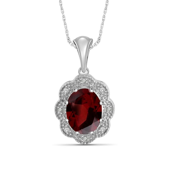 JewelersClub 2 1/5 Carat T.W. Garnet And White Diamond Accent 14K Gold Over Silver Pendant, 18"