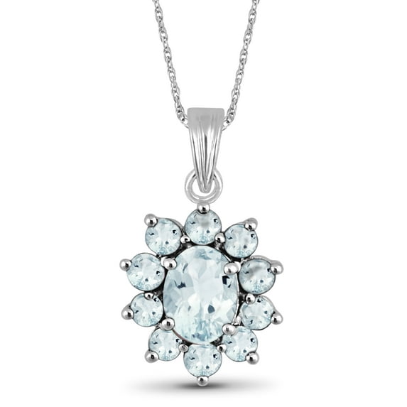 JewelersClub 2 1/7 Carat T.G.W. Aquamarine Sterling Silver Pendant, 18"