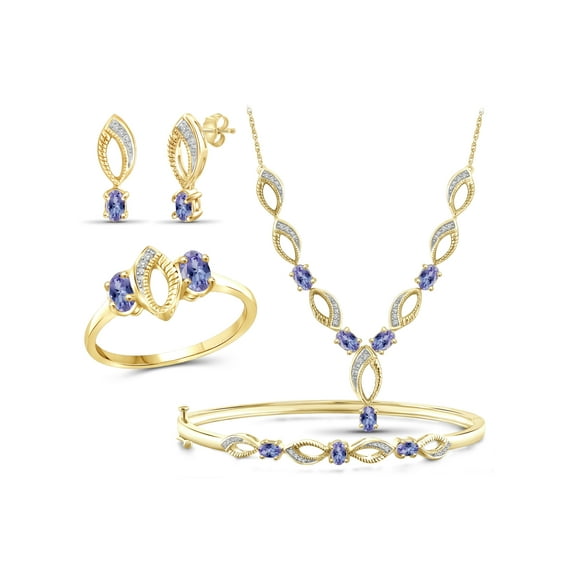JewelersClub 2 3/4 Carat T.G.W. Tanzanite And White Diamond Accent 14k Gold Over Silver 4-Piece Jewelry set