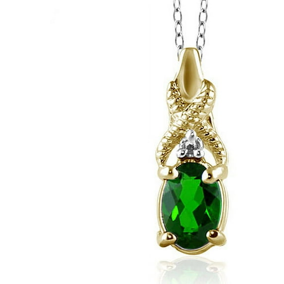 JewelersClub 3/4 Carat T.G.W. Chrome Diopside And White Diamond Accent Sterling Silver Pendant, 18"